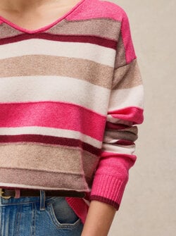 SANSA V NECK STRIPE SWEATER