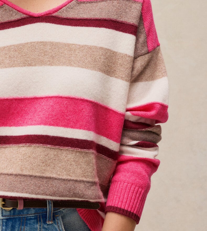 SANSA V NECK STRIPE SWEATER