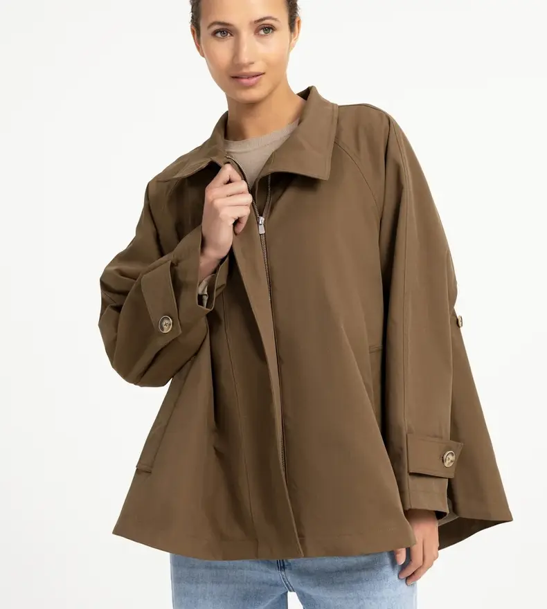 WOVEN A-LINE COAT