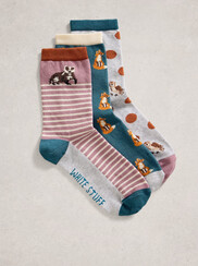 3PK WOODLAND ANIMAL SOCKS