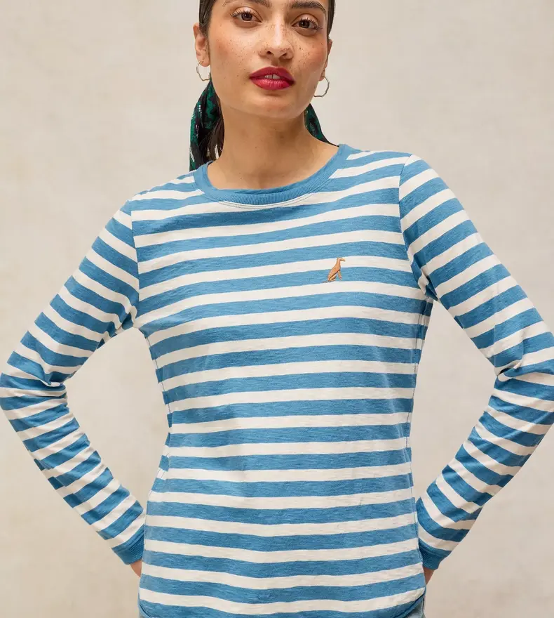 CLARA STRIPE EMBROIDERED TEE