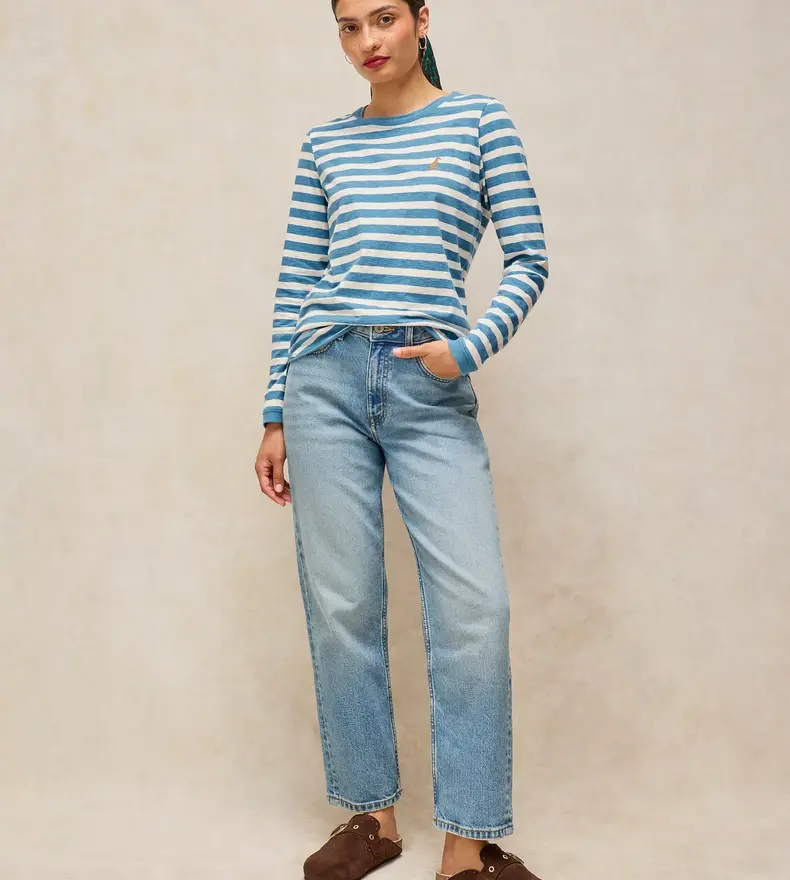CLARA STRIPE EMBROIDERED TEE