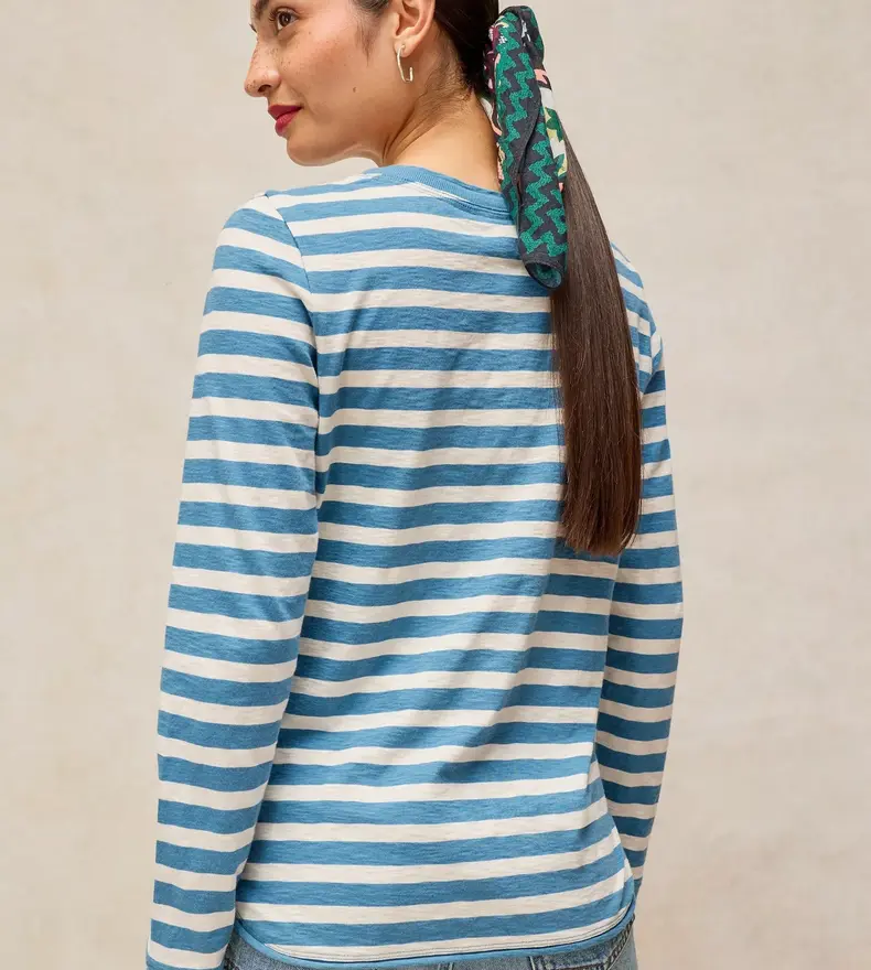 CLARA STRIPE EMBROIDERED TEE