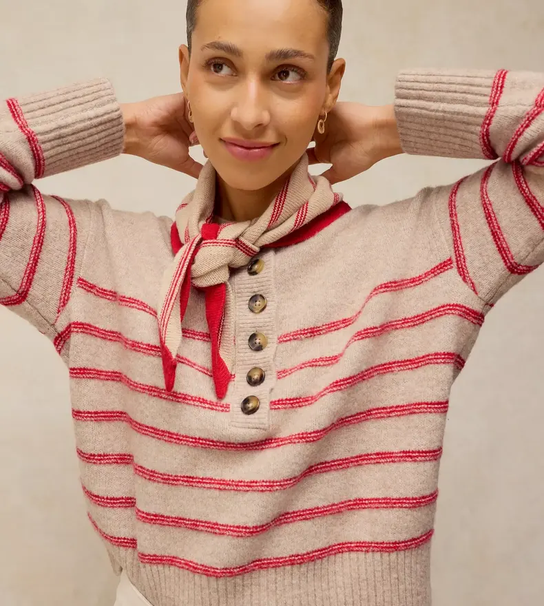 STRIPE HENLEY SWEATER