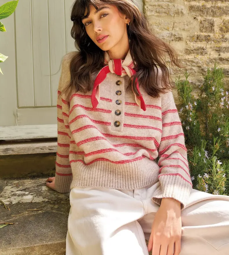 STRIPE HENLEY SWEATER