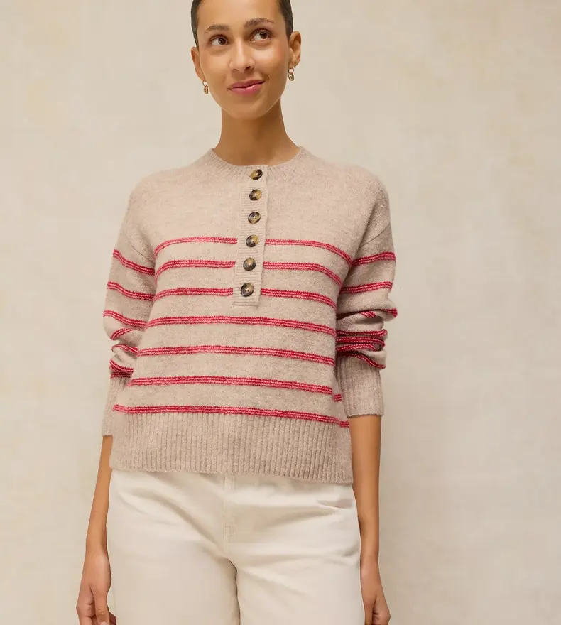 STRIPE HENLEY SWEATER