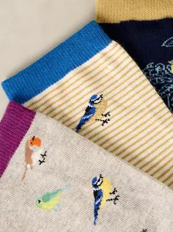 3PK GARDEN BIRD ANKLE SOCKS