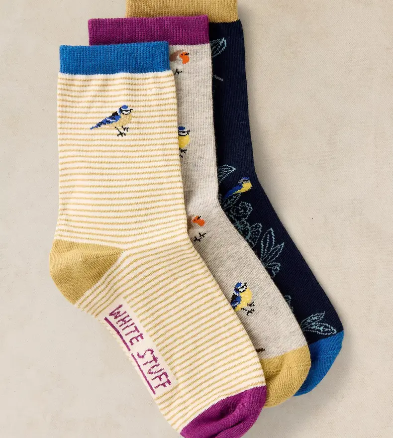 3PK GARDEN BIRD ANKLE SOCKS