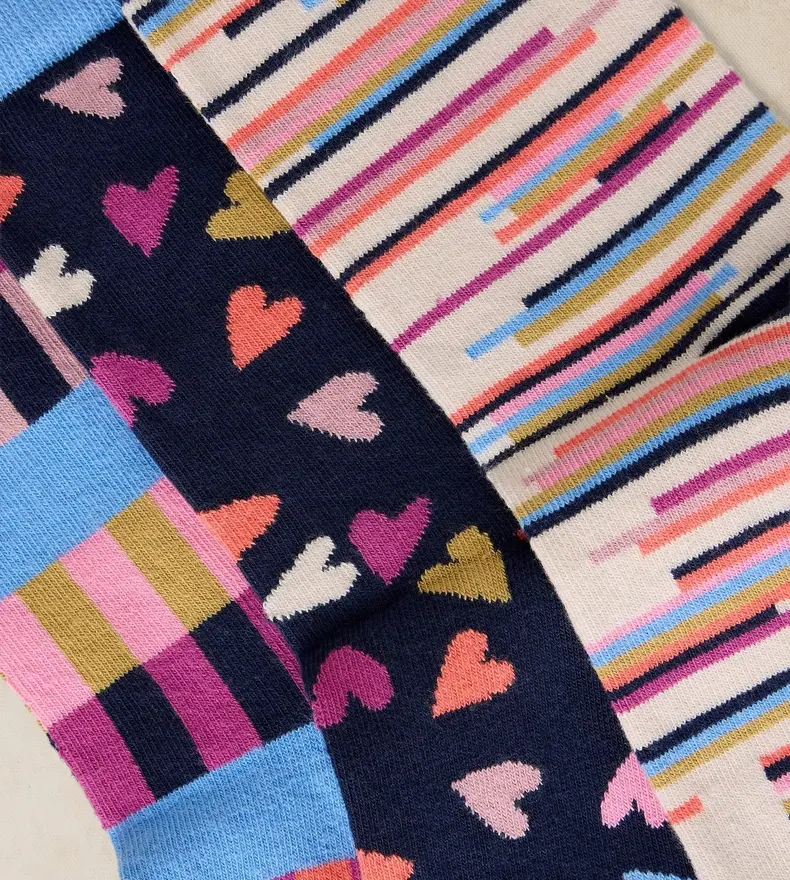3PK GEO HEART PRINT SOCKS