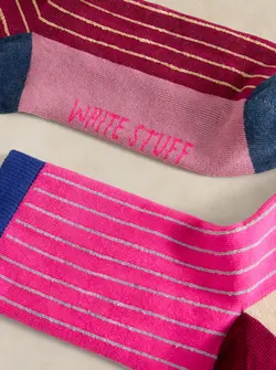2PK COLOURBLOCK RIB ANKLE SOCK
