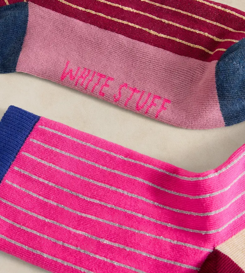2PK COLOURBLOCK RIB ANKLE SOCK