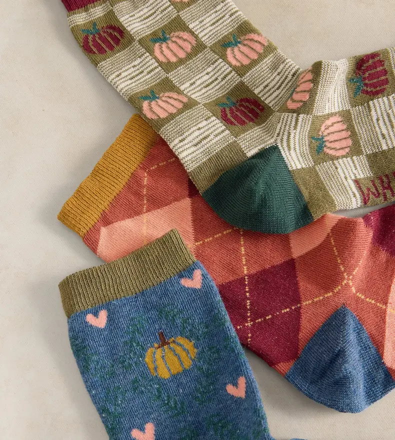 3PK PUMPKIN SEASON ANKLE SOCKS