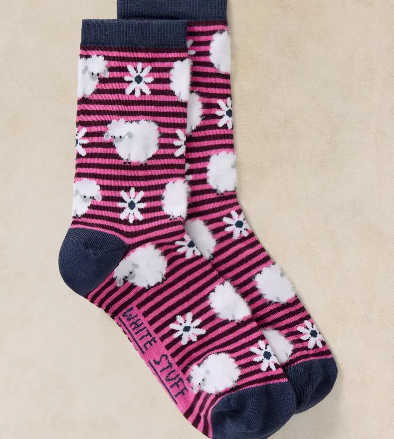 FLUFFY STRIPE SHEEP ANKLE SOCK