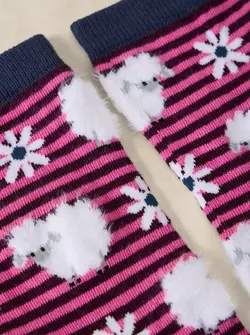 FLUFFY STRIPE SHEEP ANKLE SOCK