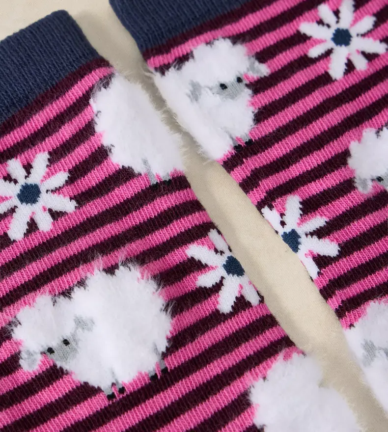 FLUFFY STRIPE SHEEP ANKLE SOCK