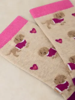 FLUFFY SAUSAGE DOG ANKLE SOCK