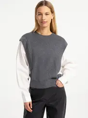 WOVEN SLEEVE SWEATER