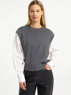 PULL À MANCHES TISSÉES