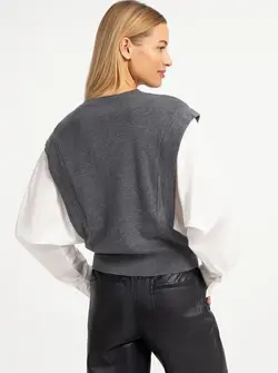 PULL À MANCHES TISSÉES