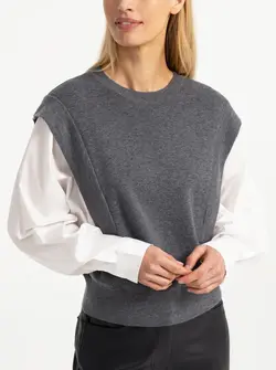 WOVEN SLEEVE SWEATER