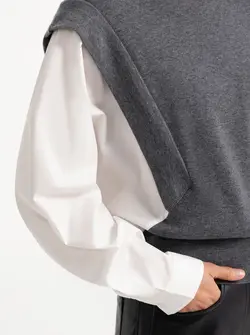 WOVEN SLEEVE SWEATER