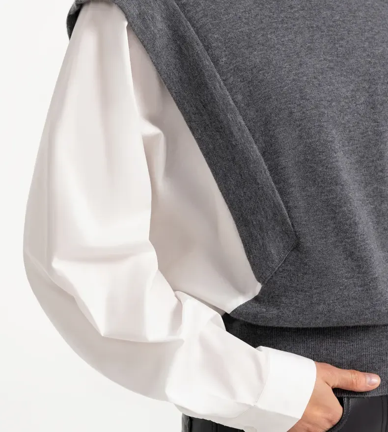 PULL À MANCHES TISSÉES