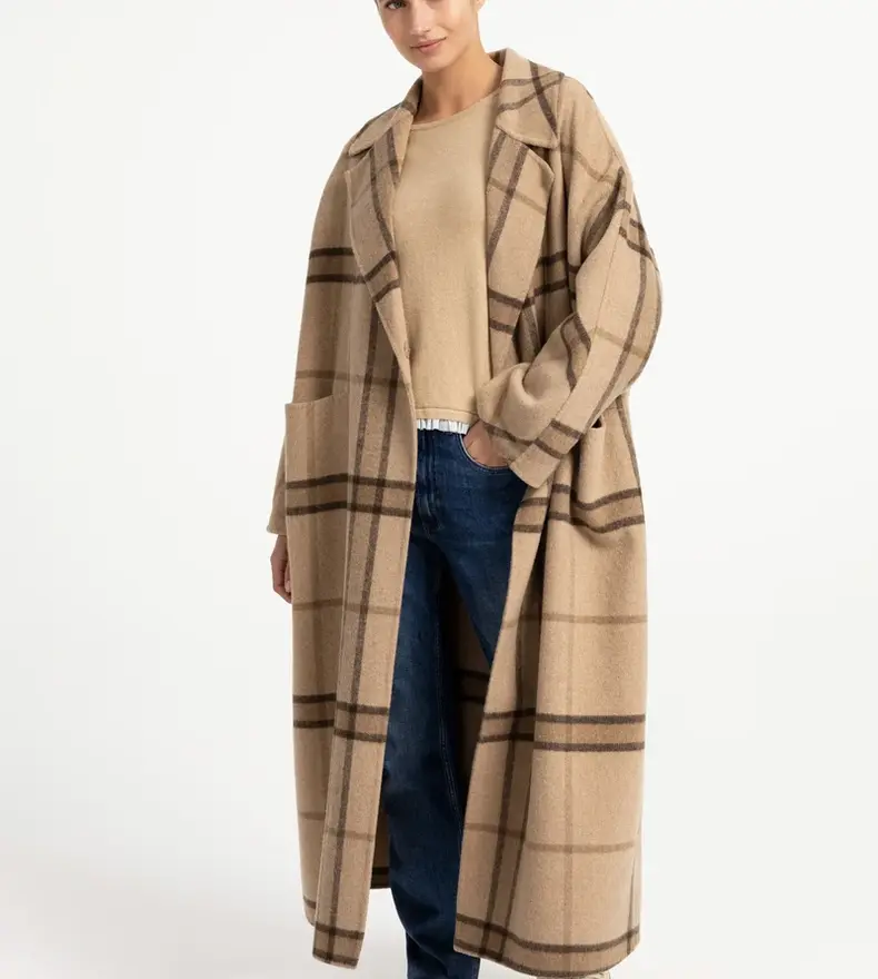 LONG CHECK COAT