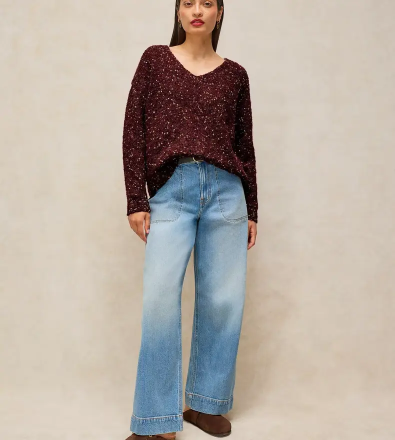 TEXTURE V NECK SWEATER