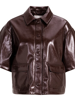 FAUX LEATHER CROP JACKET