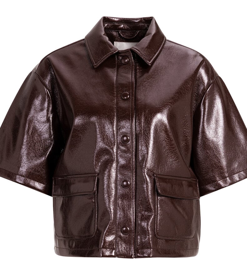 FAUX LEATHER CROP JACKET