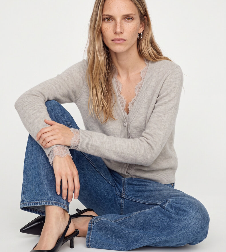 MMHELMI LACE KNIT CARDIGAN