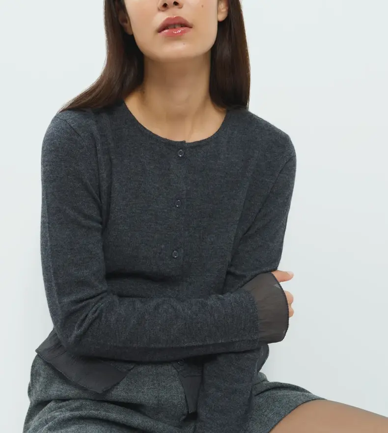 SHEER DETAIL CARDIGAN