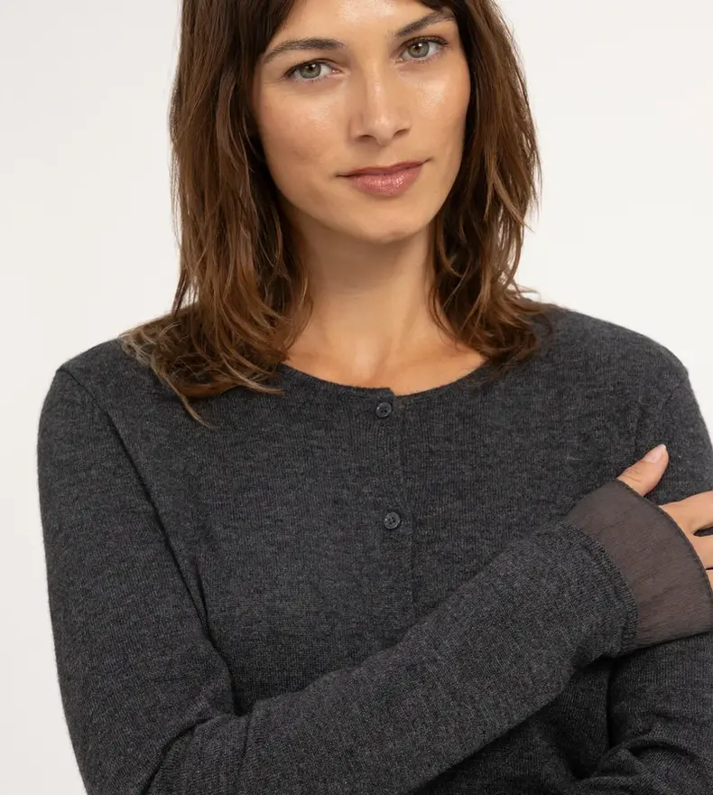 SHEER DETAIL CARDIGAN