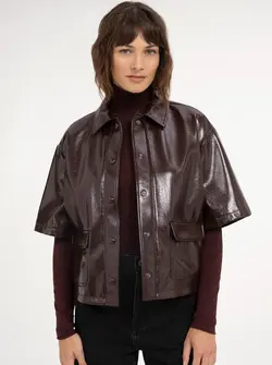 FAUX LEATHER CROP JACKET