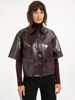 FAUX LEATHER CROP JACKET