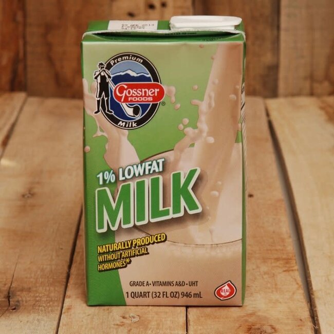 Gossner Shelf Stable 1% Milk, 32 oz, 12 ct