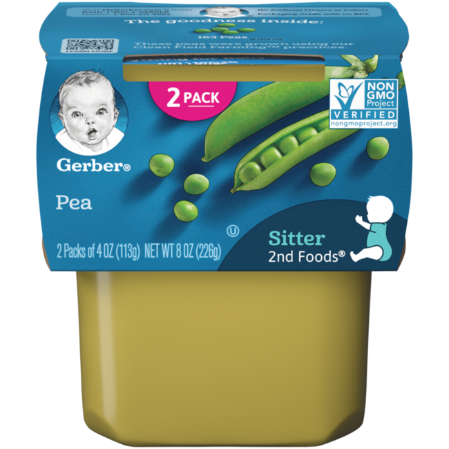 Gerber 2nd Foods Peas, 8 oz, 8 ct
