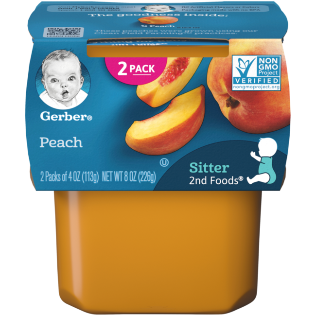 Gerber 2nd Foods Peaches, 8 oz, 8 ct