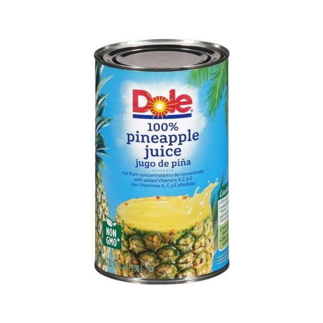 Dole 100% Pineapple Juice, 46 oz, 12 ct