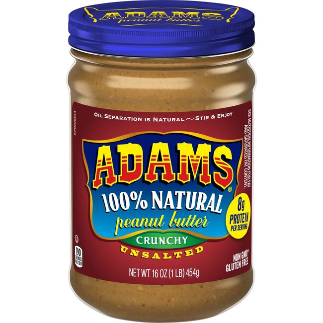 Adams Pnt Bttr Unsalted Crunchy, 16 oz