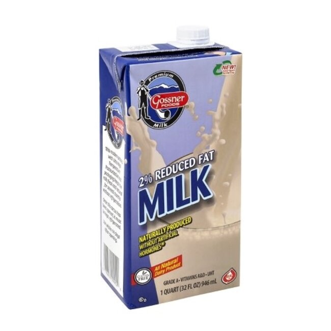 Gossner Shelf Stable 2% Milk, 32 oz, 12 ct