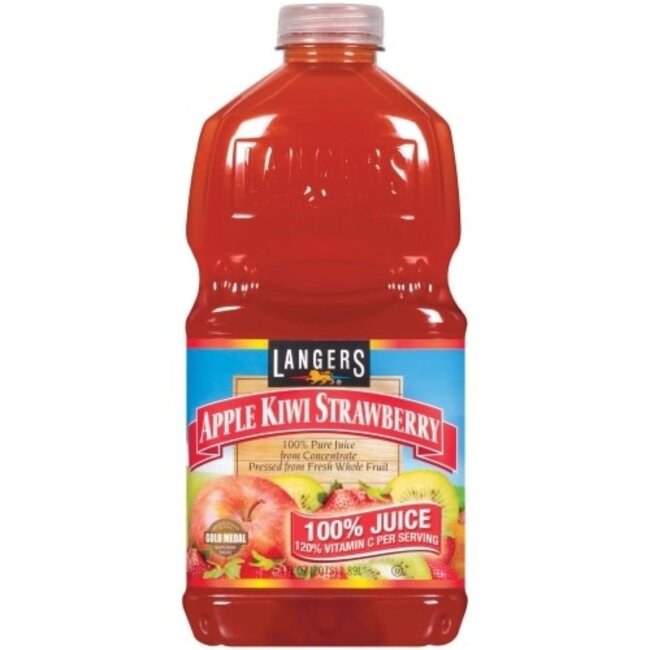 Langers Apple Kiwi Strawberry 100% Juice, 64 oz, 8 ct