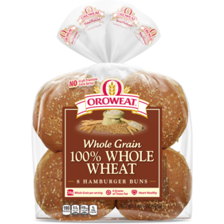 Oroweat Oroweat Buns Hamburger 100% Whole Wheat Wic, 8 ct