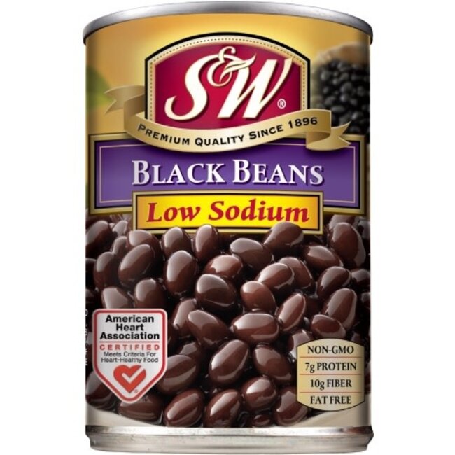 S&W Black Beans Low Sodium, 15 oz