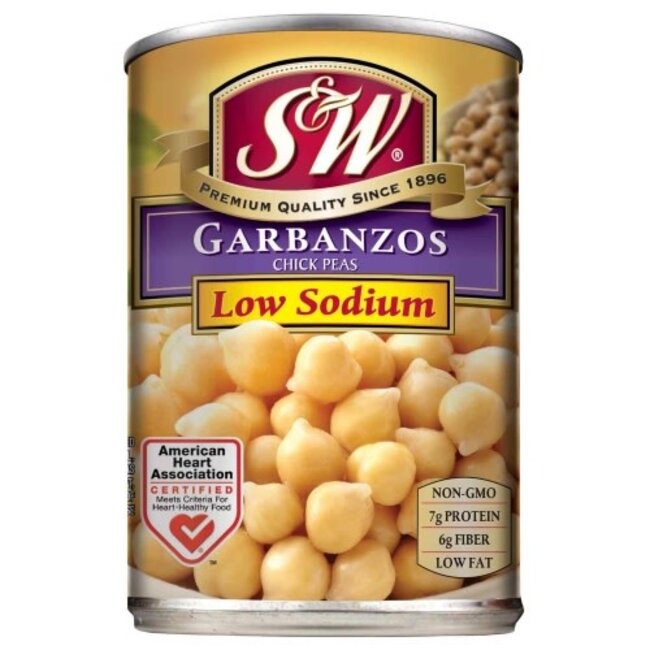 S&W Garbanzo Low Sodium, 15.5 oz