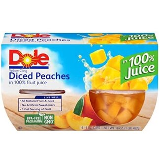 Dole Dole Peaches Diced In Juice Cup, 4 oz