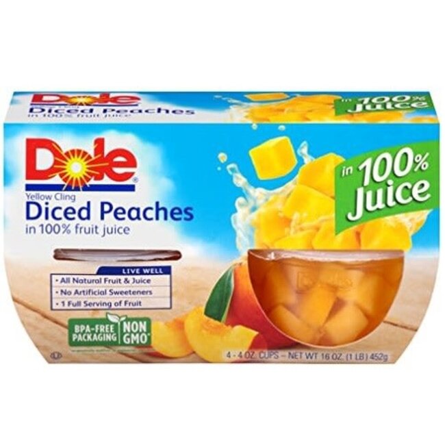 Dole Peaches Diced In Juice Cup, 4 oz