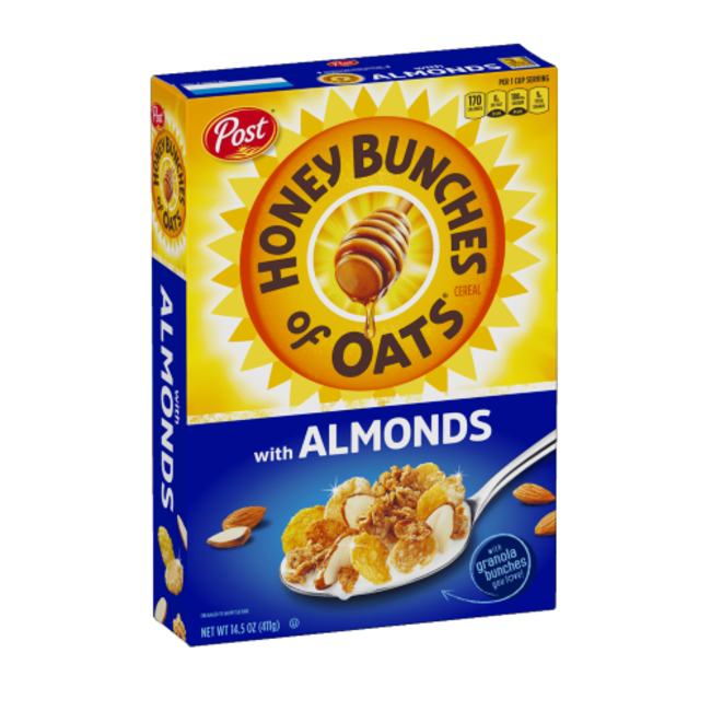 Post Honey Bunches of Oats with Almonds, 18 oz, 12 ct