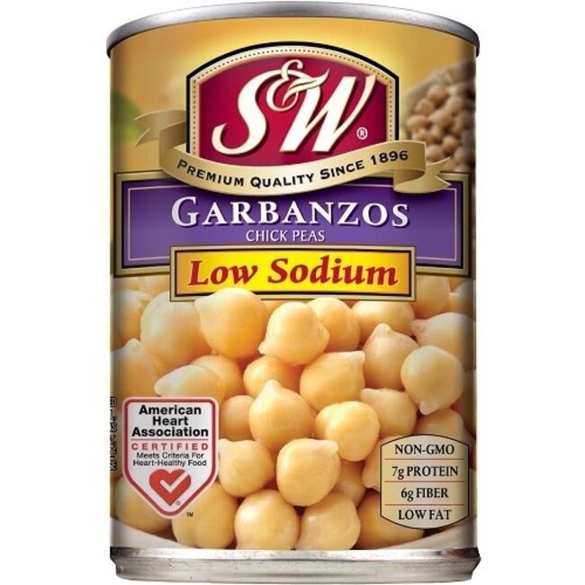 S&W Garbanzo Low Sodium, 15.5 oz