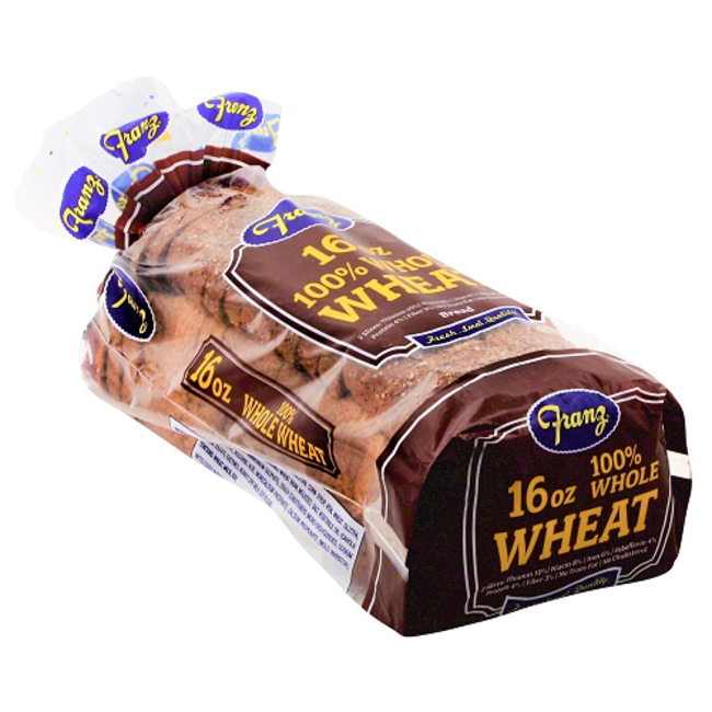 Franz Bread 100% Whole Wheat, 16 oz